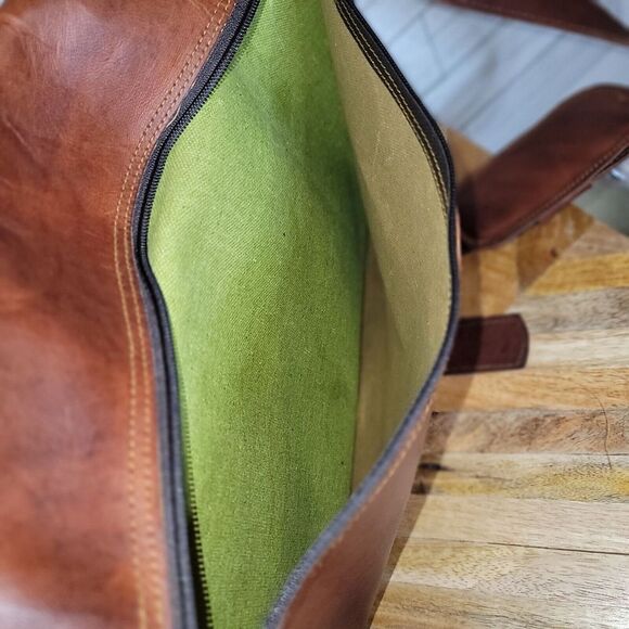 Genuine Leather Messenger Bag Rugged Mailbag Satchel Briefcase Laptop Shoulder - Picture 8 of 16